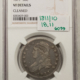 Early Halves 1811 CAPPED BUST HALF DOLLAR, SMALL 8 NGC VF DETAILS CLEANED, PRETTY OLD TONING!