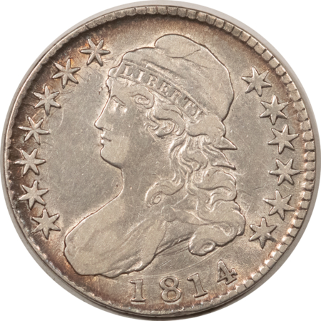 Early Halves 1814 CAPPED BUST HALF DOLLAR – HIGH GRADE CIRCULATED EXAMPLE WITH NEAT CLASHING!