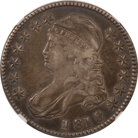Early Halves 1818 CAPPED BUST HALF DOLLAR – NGC VF-35, ATTRACTIVE