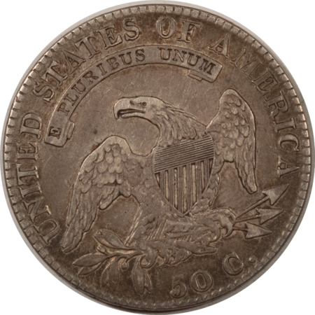 Early Halves 1820 CAPPED BUST HALF DOLLAR, CURL BASE 2 – NICE HIGH GRADE CIRCULATED EXAMPLE!