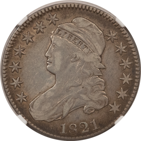 Early Halves 1821 CAPPED BUST HALF DOLLAR – NGC VF-25, NICE ATTRACTIVE!