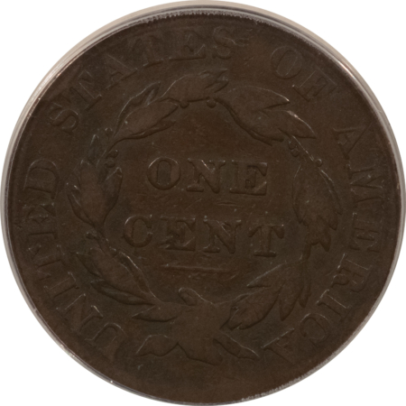 Coronet Head Large Cents 1823/2 CORONET HEAD LARGE CENT, N-1 – ANACS VG-8, TOUGH VARIETY!