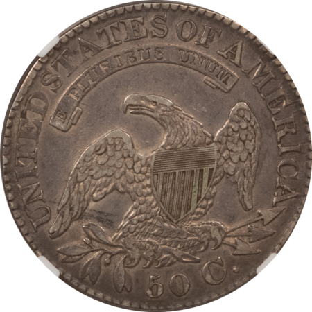 Early Halves 1828 CAPPED BUST HALF DOLLAR – NGC XF-40, CURL BASE 2, NO KNOB!