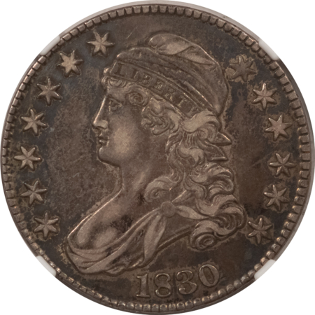 Early Halves 1830 CAPPED BUST HALF DOLLAR, SMALL 0 – NGC XF-40