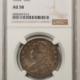 Early Halves 1836 LETTERED CAPPED BUST HALF DOLLAR – NGC AU-55, ORIGINAL
