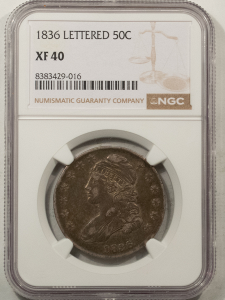 Early Halves 1836 LETTERED CAPPED BUST HALF DOLLAR – NGC XF-40