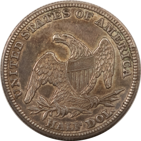 Early Halves 1839 CAPPED BUST HALF DOLLAR – AU+ W/ ORIGINAL TONING BUT OLD CLEANING!