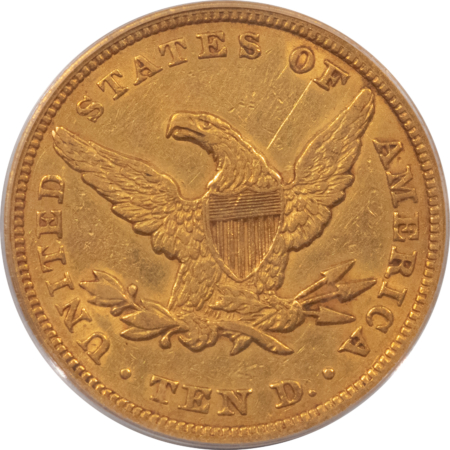 $10 1851 NO MOTTO $10 LIBERTY GOLD EAGLE – PCGS VF-35, NICE AFFORDABLE EARLY GOLD