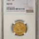 $5 1850-D $5 LIBERTY, NO MOTTO, NGC AU-55, WELL STRUCK DAHLONEGA W/ NO MAJOR MARKS!