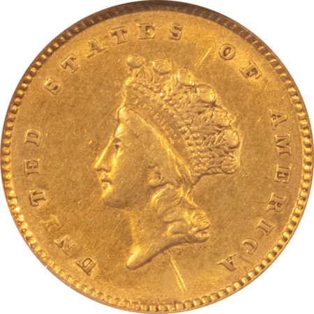 $1 1854 TYPE 2 $1 GOLD DOLLAR – NGC AU-53