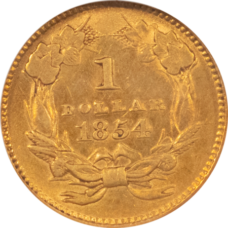$1 1854 TYPE 2 $1 GOLD DOLLAR – NGC AU-53