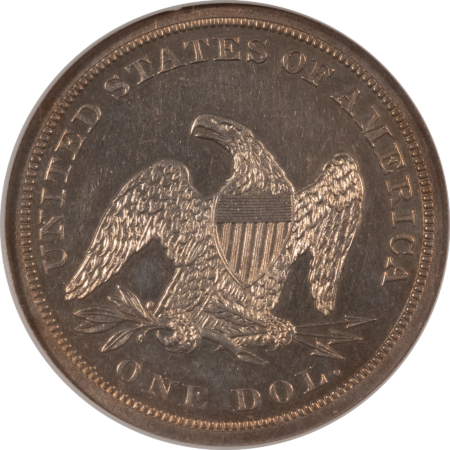 Liberty Seated Dollars 1858 PROOF SEATED LIBERTY DOLLAR NGC PF-63, CHOICE, ATTRACTIVE & DOWNRIGHT RARE