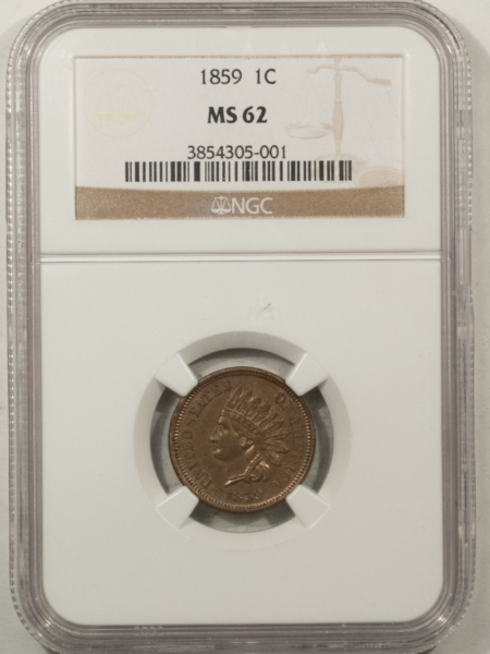Indian 1859 INDIAN CENT – NGC MS-62