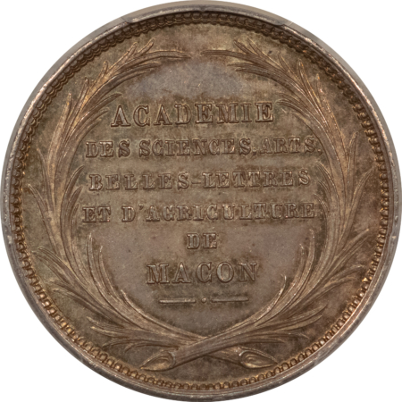 Exonumia FRANCE JETON, 1860-79 MACON ACADEMY OF SCIENCES, ARTS, 30mm SILVER, PCGS MS-63