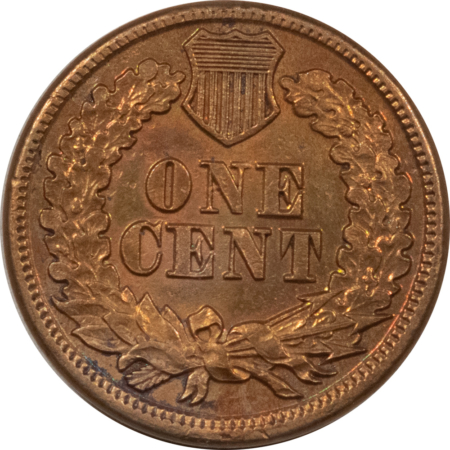 Indian 1860 INDIAN 1c, ROUND BUST, HIGH GRADE & NEARLY UNCIRCULATED BUT CLEANED