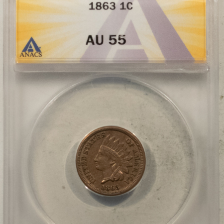 Indian 1863 INDIAN CENT – ANACS AU-55