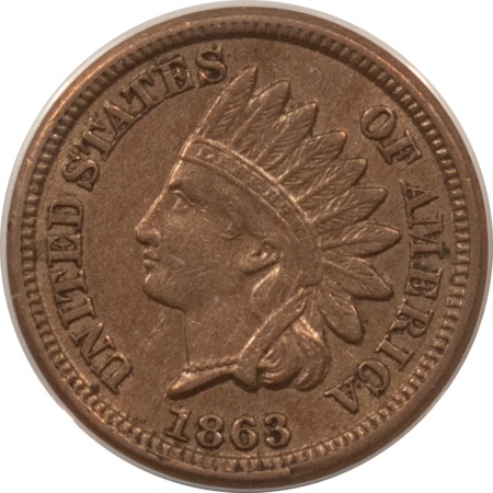 Indian 1863 INDIAN CENT – ANACS AU-55