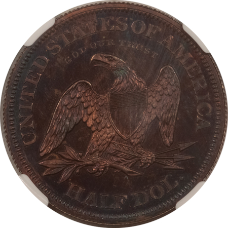 Half Dollars 1863 LIBERTY SEATED HALF DOLLAR COPPER PATTERN J-341, GOD OUR TRUST NGC PF-64 BN