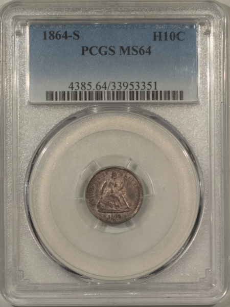 Liberty Seated Half Dimes 1864-S SEATED LIBERTY HALF DIME – PCGS MS-64 LOW MINTAGE CIVIL WAR DATE! PRETTY!