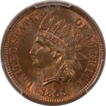 Indian 1865 INDIAN CENT, FANCY 5, PCGS MS-65 BN, SHOULD HAVE BEEN DESIGNATED RB-PQ!