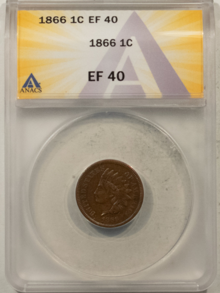 Indian 1866 INDIAN CENT – ANACS EF-40