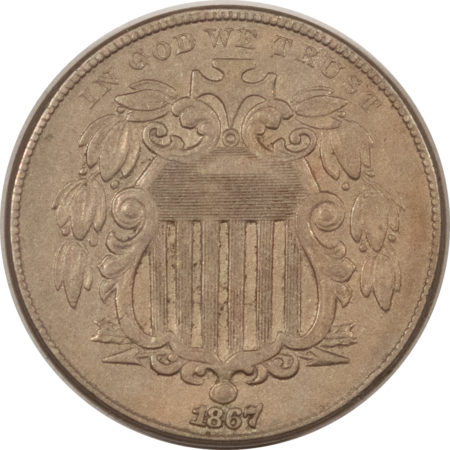 New Store Items 1867 SHIELD NICKEL – HIGH GRADE EXAMPLE! MINT MADE PLANCHET FLAW, REV RIM.