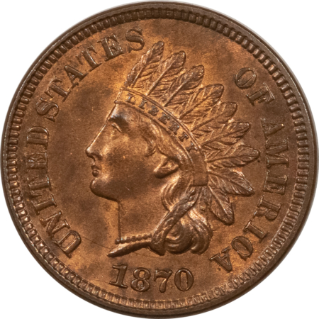 Indian 1870 INDIAN CENT – CHOICE RED-BROWN UNCIRCULATE BUT QUESTIONABLE COLOR