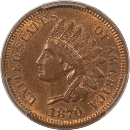 Indian 1870 INDIAN CENT – PCGS MS-64 RB, ORIGINAL AND PREMIUM QUALITY!