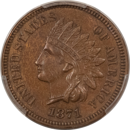 CAC Approved Coins 1871 INDIAN CENT – PCGS MS-62, TOUGH DATE, LOOKS CHOICE! CAC APPROVED!