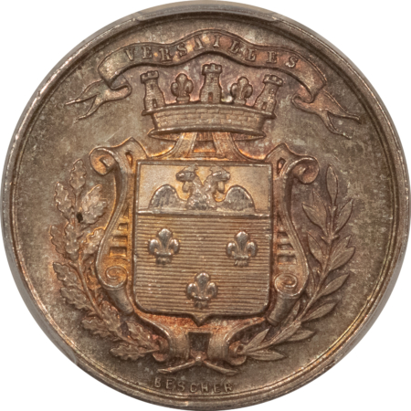 Exonumia FRANCE JETON 1873 VERSAILLES FESTIVAL SOC. CORNE, 26mm SILVER, PCGS MS-62