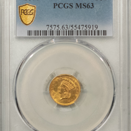 $1 1874 $1 GOLD TY III, PCGS MS-63, WHOLESOME SATINY LUSTER & CHOICE!