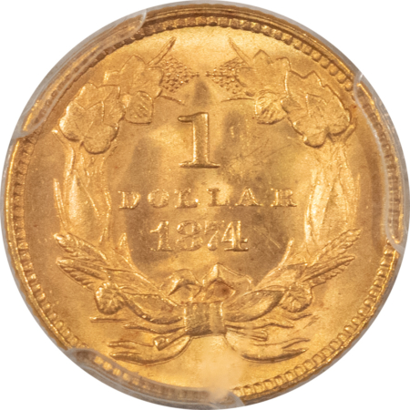 $1 1874 $1 GOLD DOLLAR – PCGS MS-66, FRESH & PRETTY!