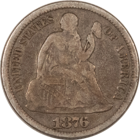 Liberty Seated Dimes 1876-CC SEATED LIBERTY DIME – PLEASING CIRCULATED EXAMPLE! CARSON CITY!