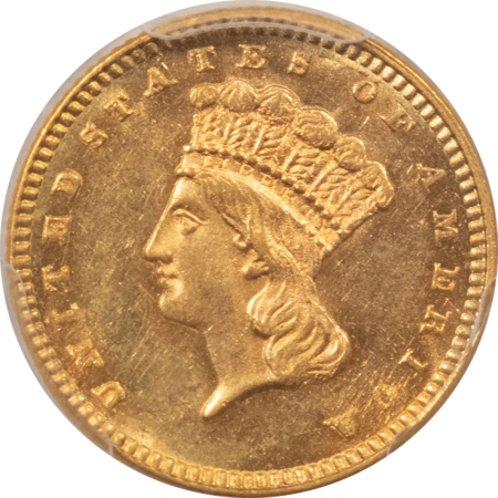 $1 1877 $1 GOLD DOLLAR – PCGS MS-62, TOUGH DATE, 3900 MINTAGE!