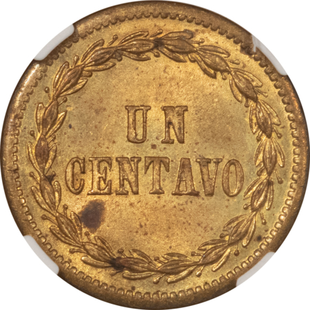 New Store Items 1877 DOMINICAN REPUBLIC 1 CENTAVO, KM-3 – NGC MS-64, FLASHY