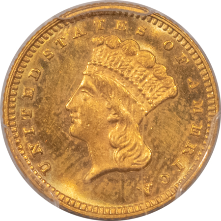 $1 1878 $1 GOLD DOLLAR – PCGS MS-63, MINTAGE 3000! SCARCE!