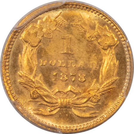 $1 1878 $1 GOLD DOLLAR – PCGS MS-63, MINTAGE 3000! SCARCE!