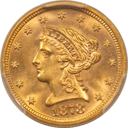 $2.50 1878 $2.50 LIBERTY GOLD QUARTER EAGLE – PCGS MS-65, LUSTROUS GEM! SCARCE DATE!