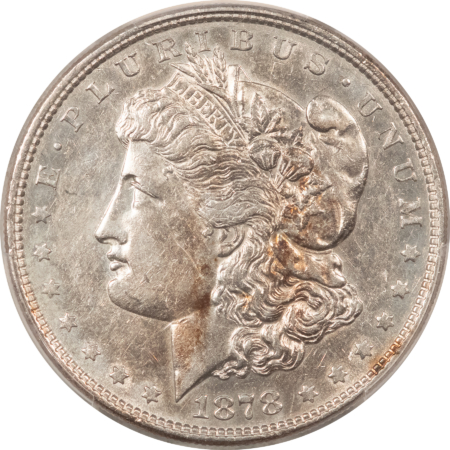 Morgan Dollars 1878 7TF $1 MORGAN DOLLAR, REVERSE OF 1878 – PCGS GENUINE, CLEANED-AU DETAIL!
