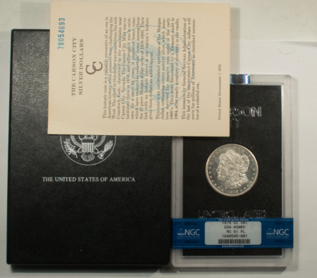 Morgan Dollars 1878-CC $1 MORGAN DOLLAR GSA NGC MS-61 PL, PROOFLIKE, TOUGH BOX/COA! CARSON CITY