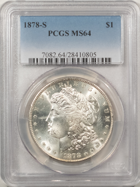 Morgan Dollars 1878-S $1 MORGAN DOLLAR – PCGS MS-64, WHITE HEADLIGHT!