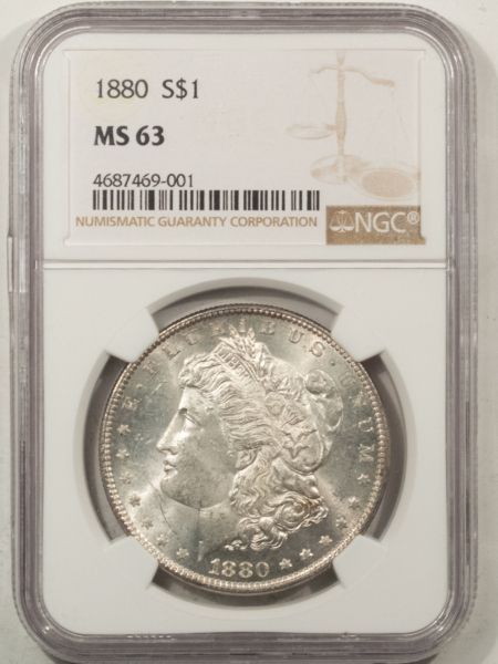 Morgan Dollars 1880 $1 MORGAN DOLLAR – NGC MS-63, FRESH WHITE & CHOICE!