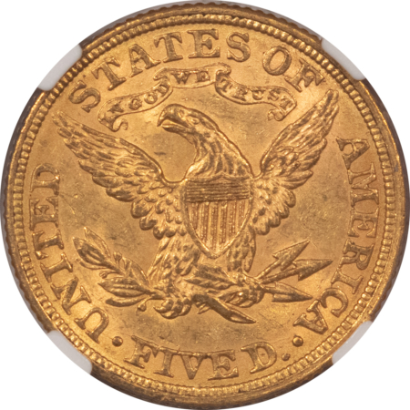 $5 1880 $5 LIBERTY GOLD, NGC MS-61; ORIGINAL & CLEAN FOR THE ASSIGNED GRADE!