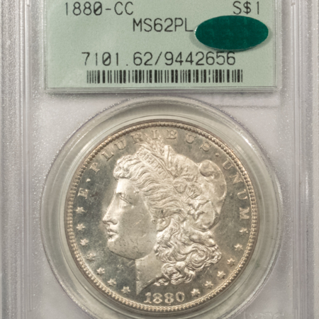 CAC Approved Coins 1880-CC $1 MORGAN DOLLAR – PCGS MS-62 PL CAC, PROOFLIKE, OGH, PQ, CARSON CITY!