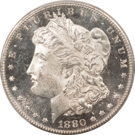 Morgan Dollars 1880-S $1 MORGAN DOLLAR – PCGS MS-64, SUPER DMPL OBVERSE!