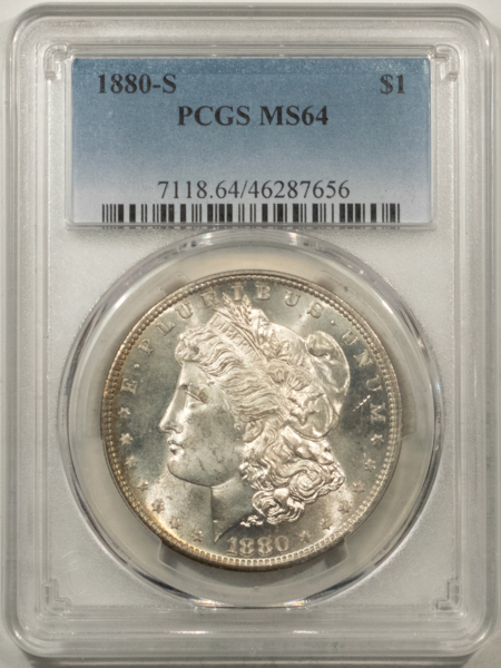 Morgan Dollars 1880-S $1 MORGAN DOLLAR – PCGS MS-64, LOOKS 65 & PREMIUM QUALITY!