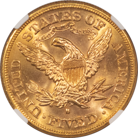 $5 1880-S $5 LIBERTY GOLD, NGC MS-64; INCREDIBLE LUSTER & CLOSE TO FULL GEM! 