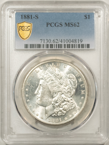 Morgan Dollars 1881-S $1 MORGAN DOLLAR – PCGS MS-62