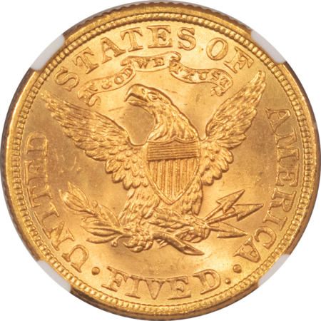 $5 1882 $5 LIBERTY GOLD, NGC MS-65, A SPARKLING GEM W/ A  CLEAN CHEEK-WOW!