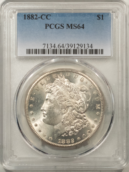 Morgan Dollars 1882-CC $1 MORGAN DOLLAR – PCGS MS-64, BLAST WHITE CARSON CITY!